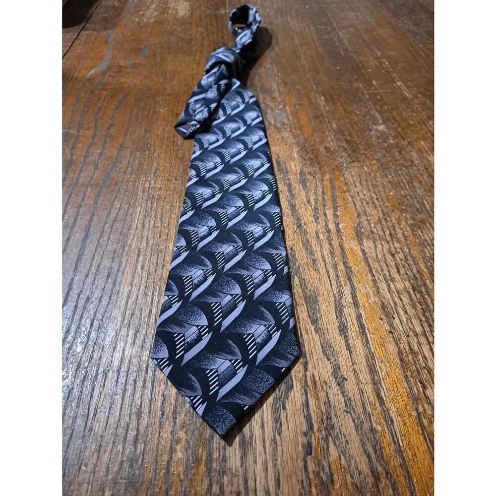 Puritan Special Edition Black Grey White Polyester Mens Neck Tie